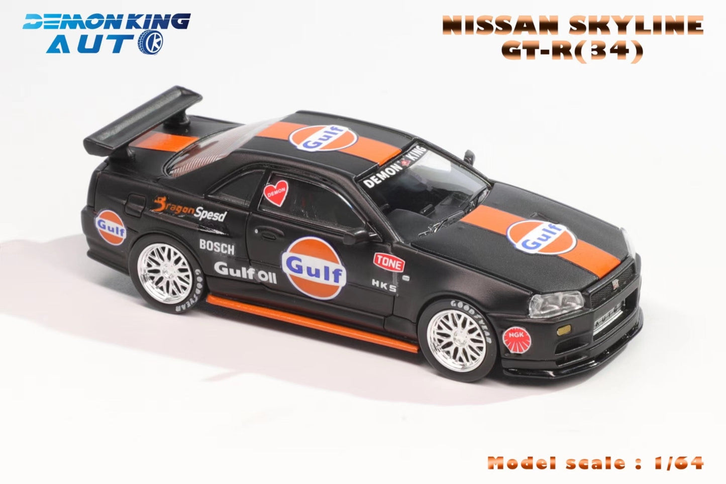 Demon King Auto - 1/64 Skyline GT - R R34 Z - Tune diecast model - B/ Black Gulf - MODEL CARS UKMODEL CAR#INNO64##TARMAC##diecast_model#