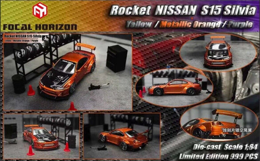 Focal Horizon FH 1:64 Nissan S15 Silvia Pandem Rocket Bunny High Wing - orange - MODEL CAR UKMODEL CAR#INNO64##TARMAC##diecast_model#