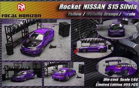 Focal Horizon FH 1:64 Nissan S15 Silvia Pandem Rocket Bunny High Wing - Purple - MODEL CAR UKMODEL CAR#INNO64##TARMAC##diecast_model#