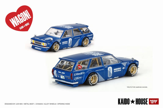 Kaido House X MINI GT - Datsun KAIDO 510 Wagon Blue - KHMG011 - MODEL CARS UKMODEL CAR#INNO64##TARMAC##diecast_model#