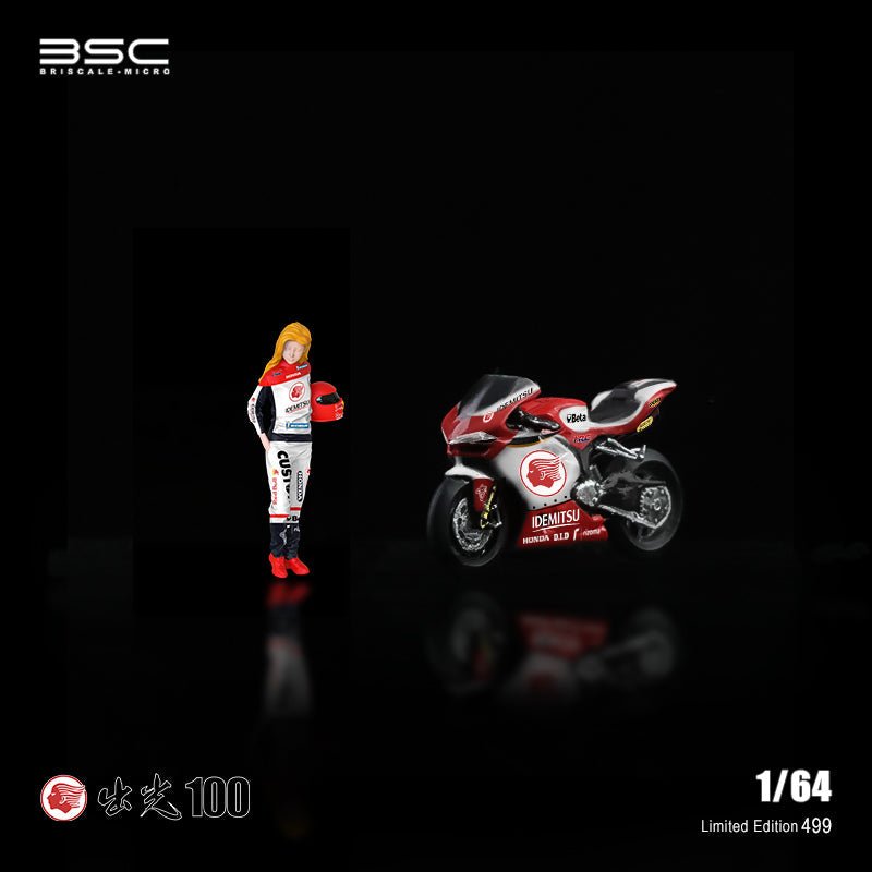 MoreArt - 1/64 BSC idemitsu 100 Motorcycle Girl Doll Set - MODEL CARS UKFIGURE#INNO64##TARMAC##diecast_model#