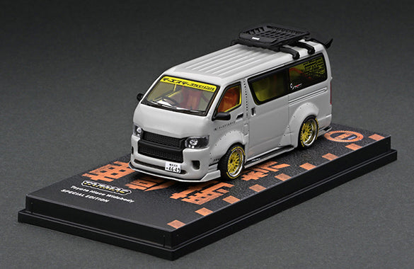 1/64 Tarmac Works Toyota Hiace Widebody Grey with roof rack T64-038-GR