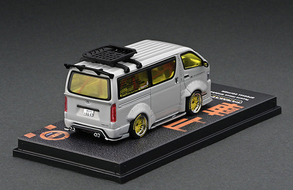 1/64 Tarmac Works Toyota Hiace Widebody Grey with roof rack T64-038-GR