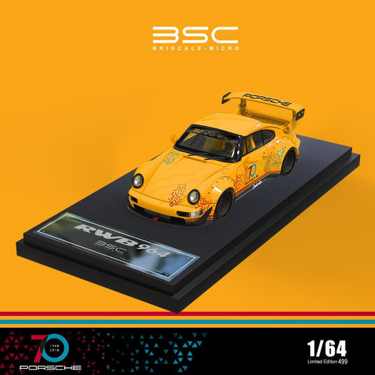 [ PREORDER ] BSC - 1/64 PORSCHE RWB964 Yellow 70th Anniversary Edition Diecast model car - MODEL CAR UKMODEL CAR#INNO64##TARMAC##diecast_model#