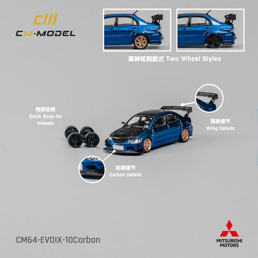 [PREORDER] CM MODEL 1/64 - Misubishi Lancer Evoix Metallic blue Carbon/CM64-EVOIX-10CR - MODEL CAR UKMODEL CAR#INNO64##TARMAC##diecast_model#