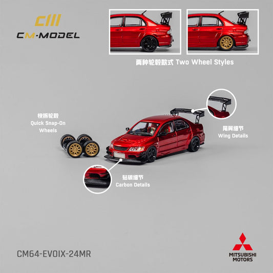 [PREORDER] CM MODEL - 1/64 Mitsubishi Lancer Evoix DIECAST SCALE MODEL CAR - Metallic red - MODEL CAR UKMODEL CAR#INNO64##TARMAC##diecast_model#