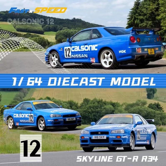 [ PREORDER ] Fast Speed FS - 1:64 Skyline GT-R, fifth generation Mk5 R34 diecast model - Calsonic #12 - MODEL CARS UKMODEL CAR#INNO64##TARMAC##diecast_model#