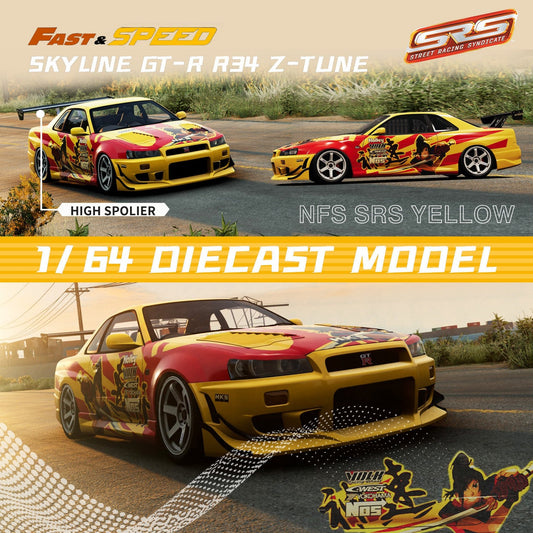 [ PREORDER ] Fast Speed FS 1/64 - Skyline GT-R R34 Nismo Z-Tune diecast model - NFS SRS Yellow-Red - MODEL CAR UKMODEL CAR#INNO64##TARMAC##diecast_model#