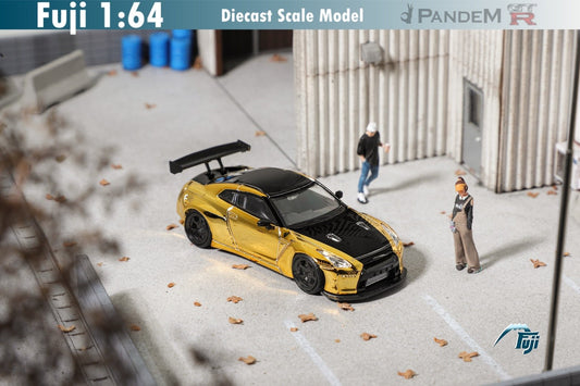 [ PREORDER ] Fuji - 1:64 Pandem GT-R R35，Rocket Bunny diecast model - Chrome Gold-Black - MODEL CAR UKMODEL CAR#INNO64##TARMAC##diecast_model#