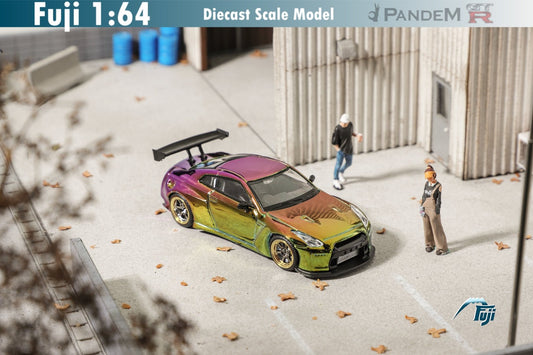 [ PREORDER ] Fuji - 1:64 Pandem GT-R R35，Rocket Bunny diecast model - Chrome Green-Purple - MODEL CAR UKMODEL CAR#INNO64##TARMAC##diecast_model#