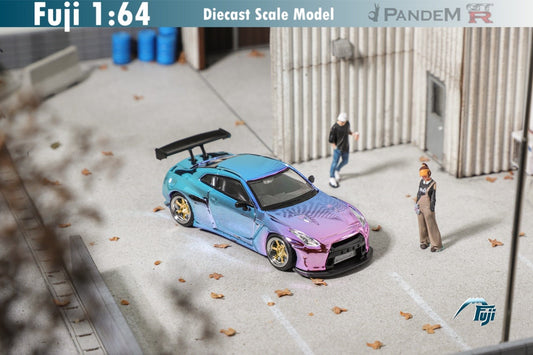 [ PREORDER ] Fuji - 1:64 Pandem GT-R R35，Rocket Bunny diecast model - Chrome Pink-Blue - MODEL CAR UKMODEL CAR#INNO64##TARMAC##diecast_model#