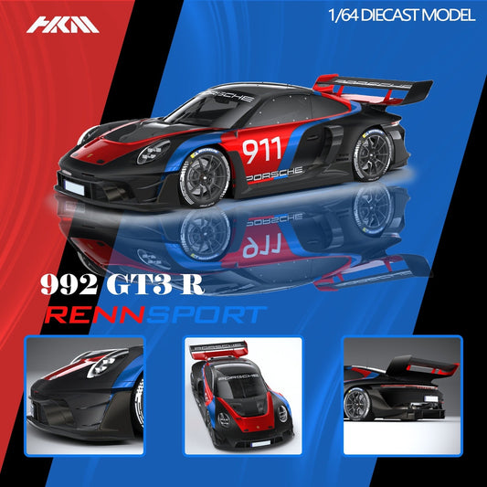 [ PREORDER ] HKM 1/64 - PORSCHE 911 (992) GT3 R Rennsport diecast model car - Black #911 - MODEL CAR UKMODEL CAR#INNO64##TARMAC##diecast_model#