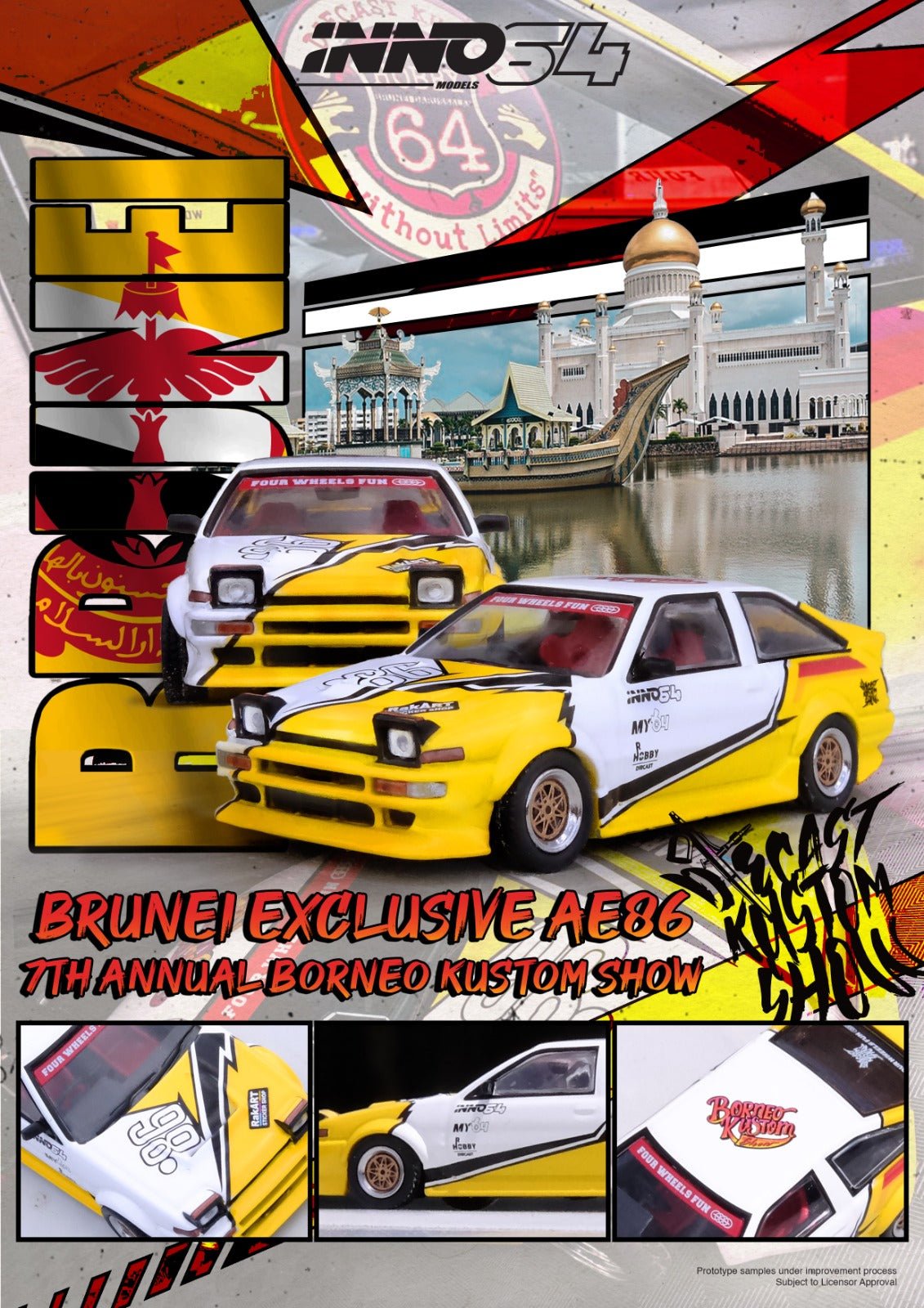 希少！INNO64 AE86 KUSTOM SHOW 特別版 1/64 TOYOTA SPRINTER TRUENO AE86 Brunei Diecast Kustom Show