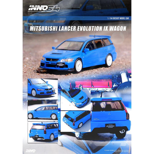 [PREORDER] INNO64 - 1/64 MITSUBISHI LANCER EVOLUTION IX WAGON BLUE DIECAST SCALE MODEL CAR - MODEL CAR UKMODEL CAR#INNO64##TARMAC##diecast_model#