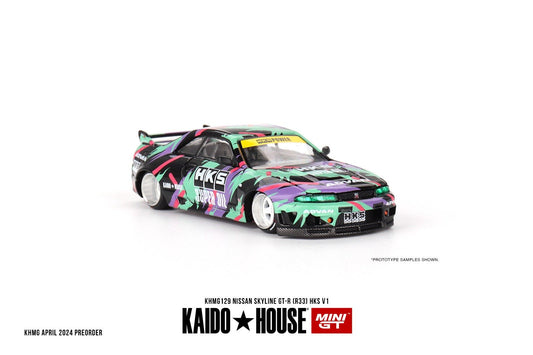 [PREORDER] Kaido House X MINI GT - NISSAN SKYLINE GT-R R33 HKS V1 DIECAST SCALE MODEL CAR - KHMG129 - MODEL CAR UKMODEL CAR#INNO64##TARMAC##diecast_model#