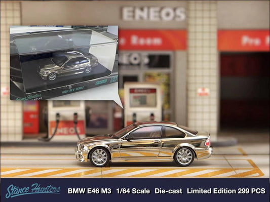 [ PREORDER ] Stance Hunters SH 1/64 - BMW E46 M3 diecast model - Chrome Silver with original wheel - MODEL CAR UKMODEL CAR#INNO64##TARMAC##diecast_model#