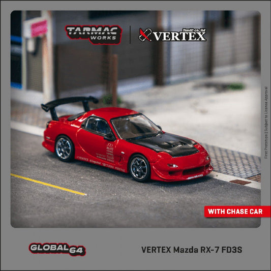[PREORDER] Tarmac Works - VERTEX Mazda RX-7 FD3S Red Diecast Scale Model Car - T64G-022-RE - MODEL CARS UKMODEL CAR#INNO64##TARMAC##diecast_model#