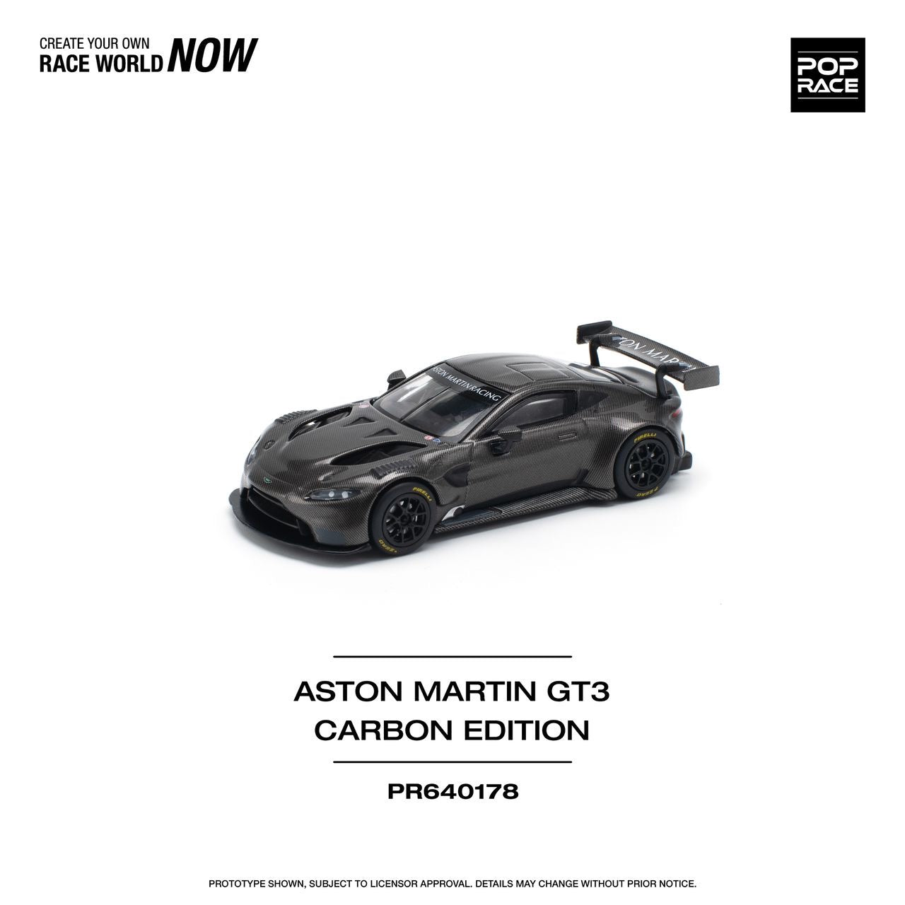 [ PREORDER ] POPRACE - 1/64 ASTON MARTIN VANTAGE GT3 - CARBON EDITION Diecast model car - PR640178