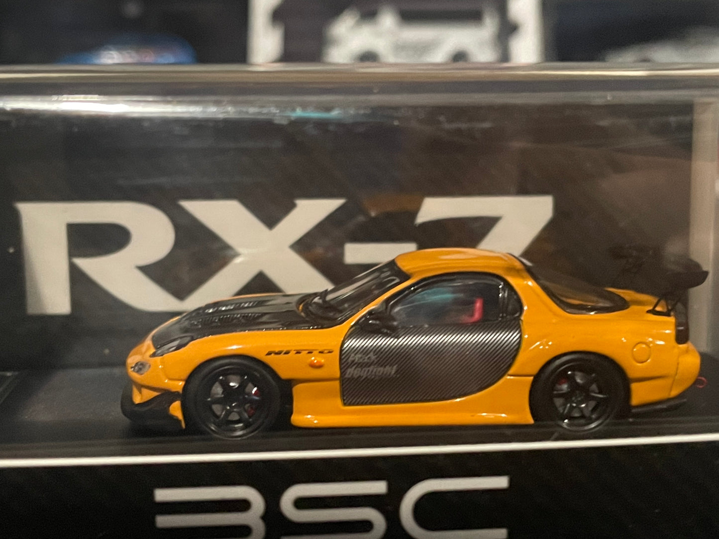 BSC - 1/64 Mazda RX7 FD3S diecast model - metallic orange carbon cover