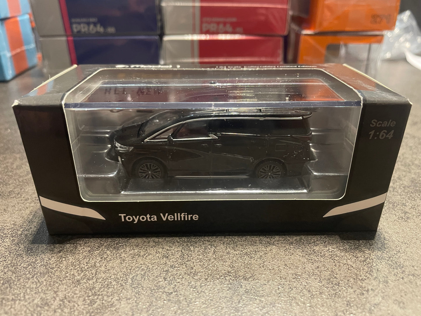 Model 1 - 1/64 Toyota Vellfire diecast model car - black:Toyota logo - RHD