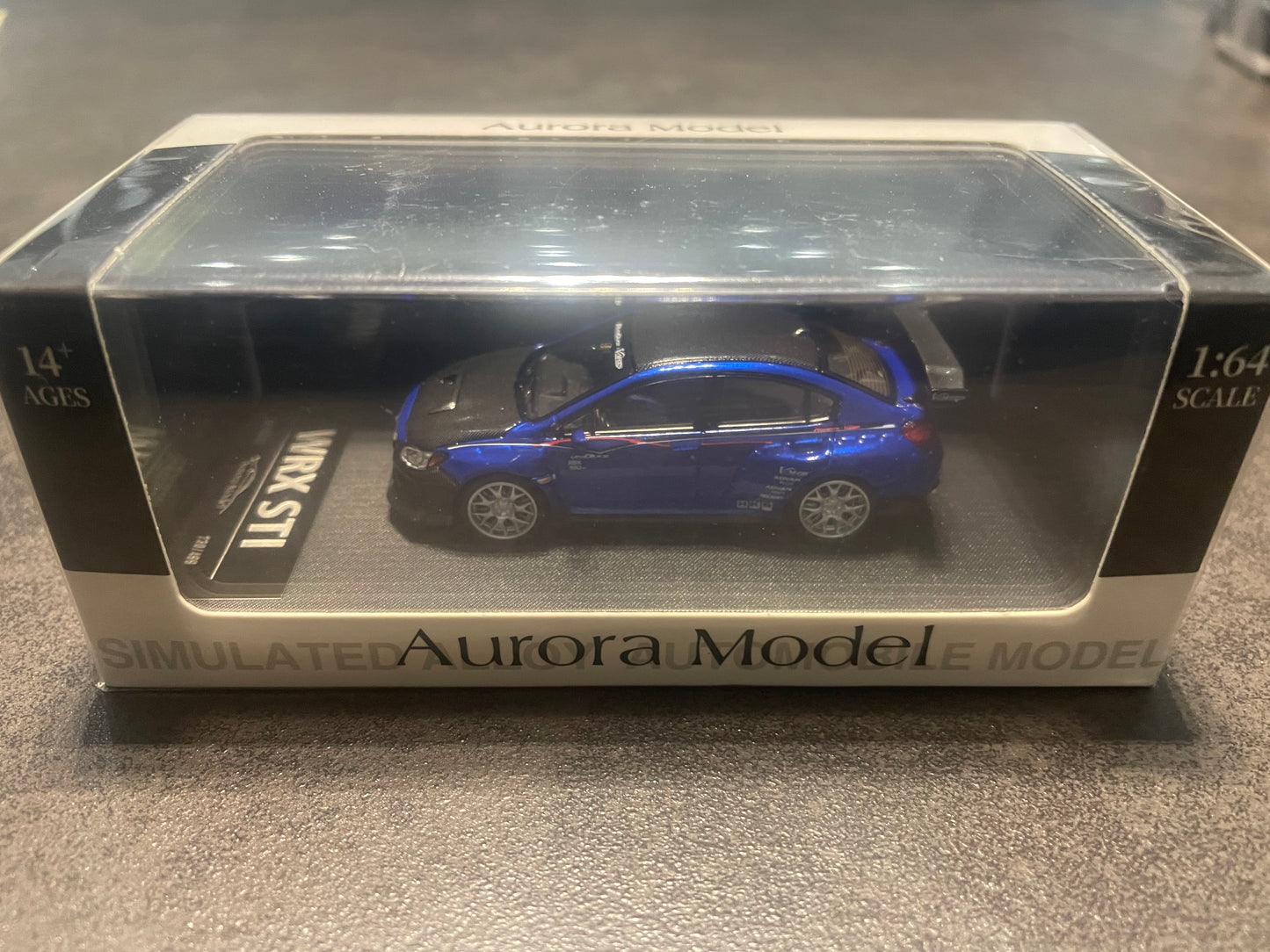 [PRÉCOMMANDE] Modèle Aurora AM 1:64 Subaru WRX STI modèle moulé sous pression - Bleu métallisé ordinaire