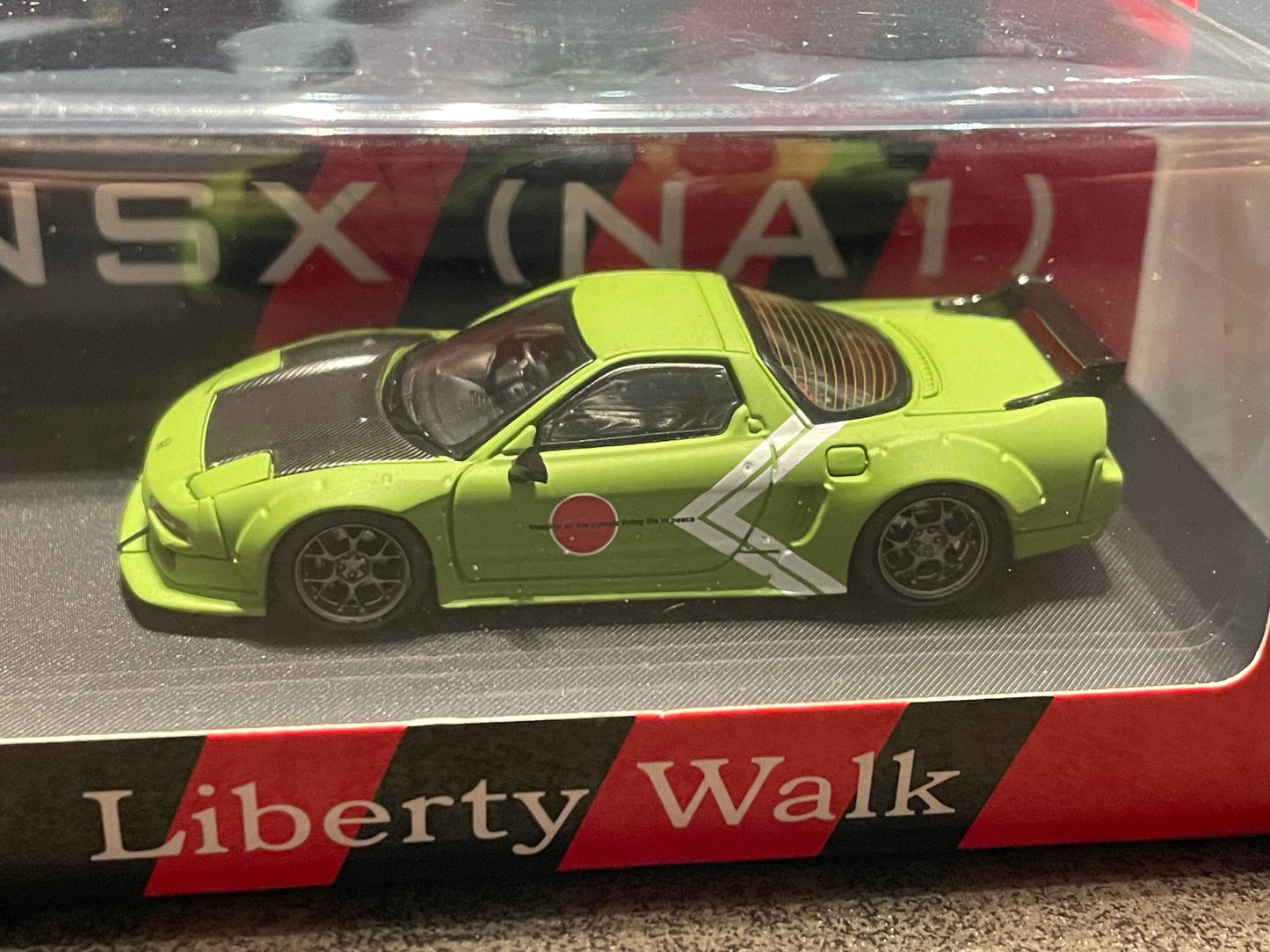 Star Model 1/64 - Japanese LBWK authorized product, LB-Works NSX wide-body modified version diecast model - Carbon Hood -Zero Green