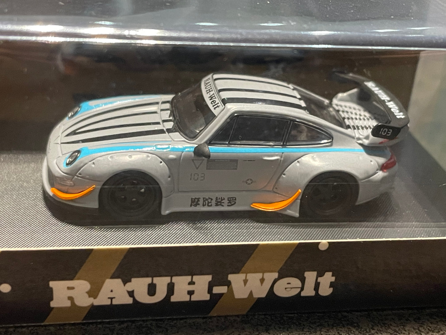 Star Model - 1:64 PORSCHE Rauh-Welt RWB993 GT wing diecast model - Motozolo Grey Ordinary