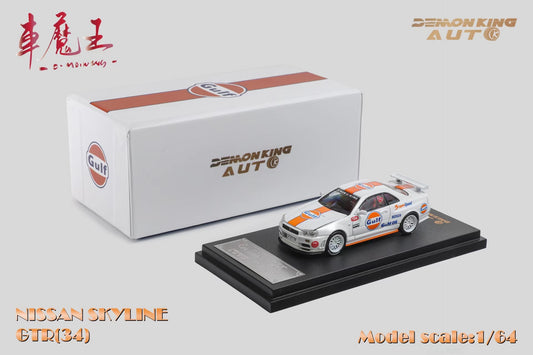 Demon King Auto - 1/64 Skyline GT-R R34 Z-Tune diecast model - C/White Gulf