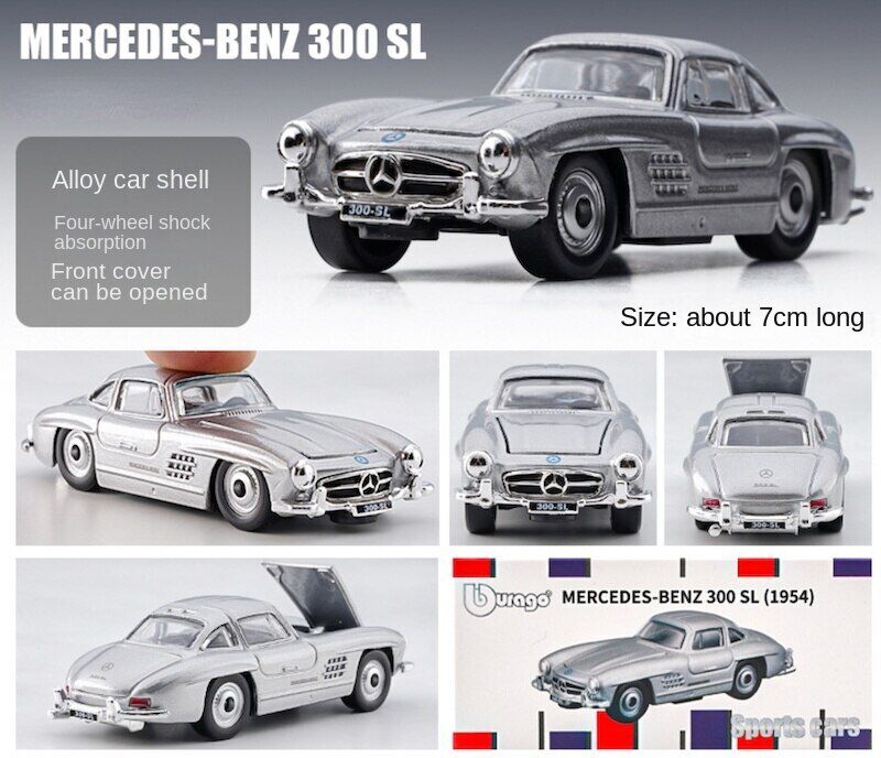 Bburago - 1:64 1954 Mercedes Benz 300SL Diecast Metal Model Car - MODEL CARS UKMODEL CAR#INNO64##TARMAC##diecast_model#