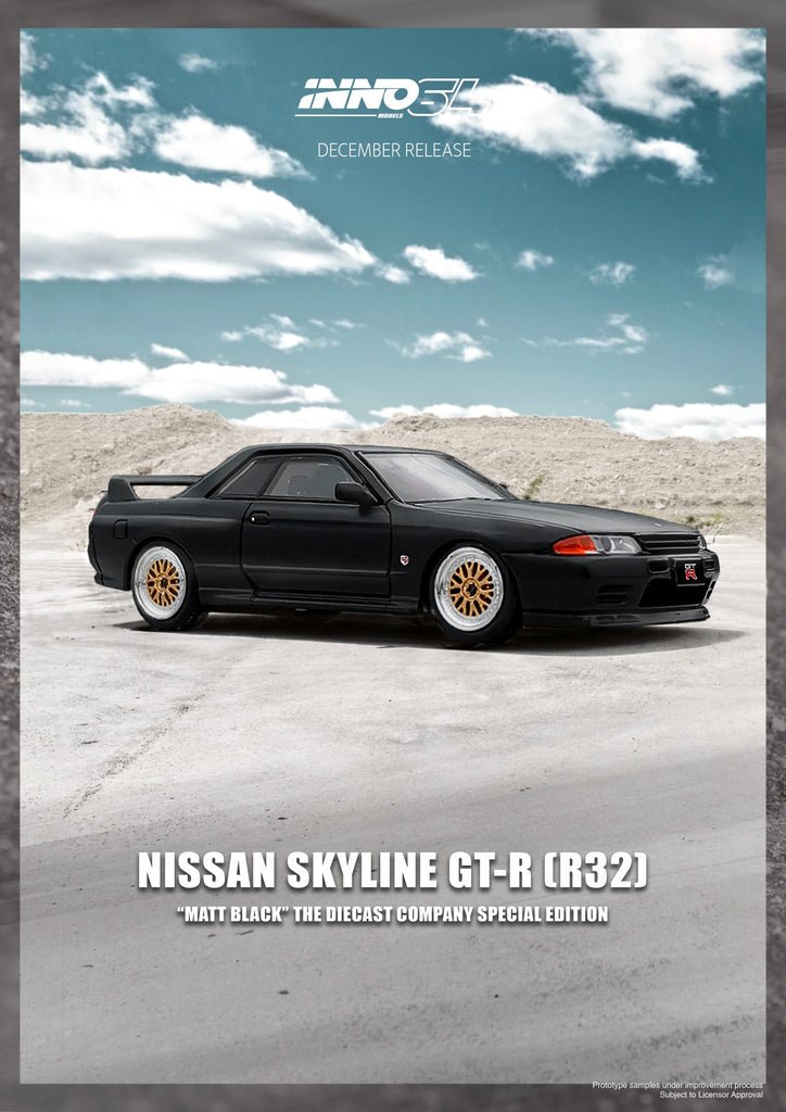 INNO 64 - 1:64 NISSAN SKYLINE GT-R (R32) - MATTE BLACK - THE DIECAST COMPANY SPECIAL EDITION - MODEL CAR UKMODEL CAR#INNO64##TARMAC##diecast_model#