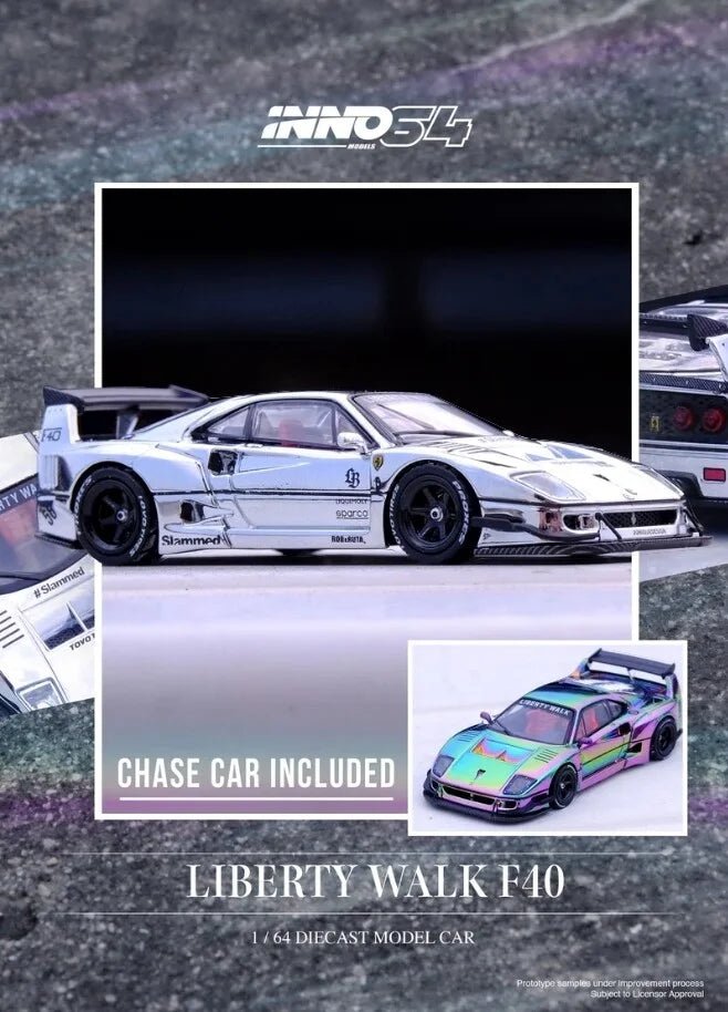 INNO64 - 1/64 LBWK FERRARI F40 CHROME SILVER CHINA HOBBY EXPO 2024 DIECAST SCALE MODEL CAR - IN64 - LBEKF40 - CHS - MODEL CARS UKMODEL CAR#INNO64##TARMAC##diecast_model#