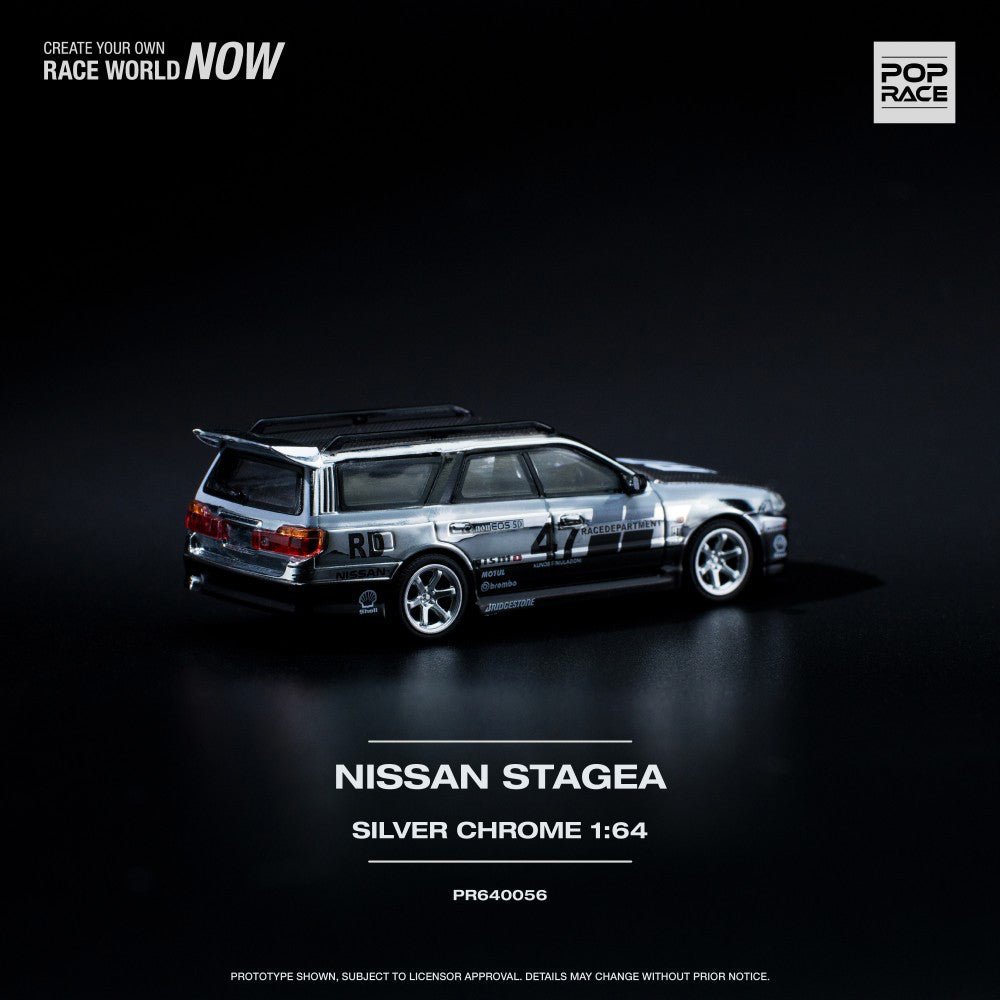 POP Race - 1:64 Nissan Stagea GTR R34 Wagon (Silver) - PR64 - 56 - MODEL CARS UKMODEL CAR#INNO64##TARMAC##diecast_model#