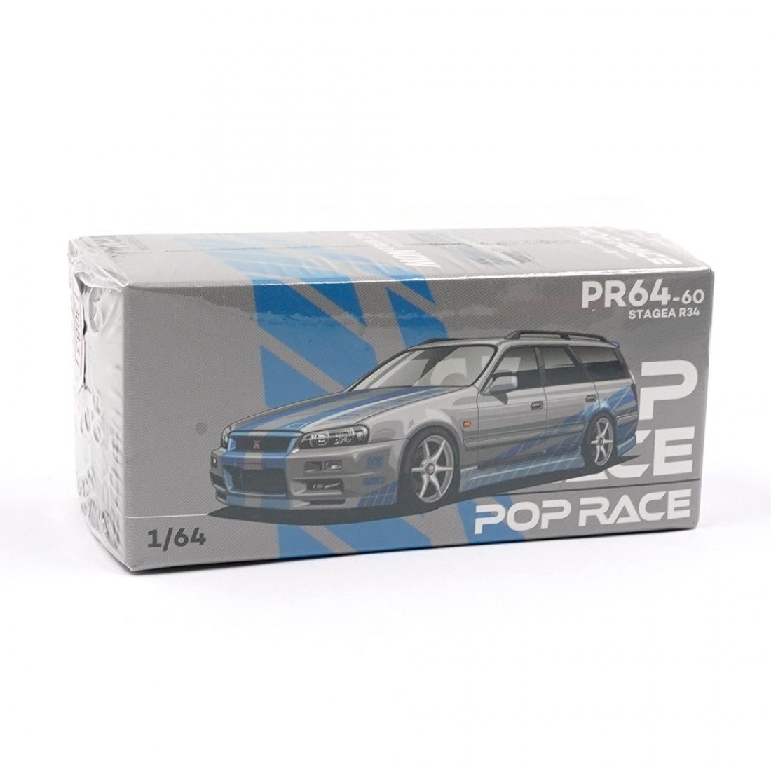 POPRACE - 1/64 Nissan Stagea Blue Silver Diecast Scale Model Car - PR64-60 - MODEL CARS UKMODEL CAR#INNO64##TARMAC##diecast_model#