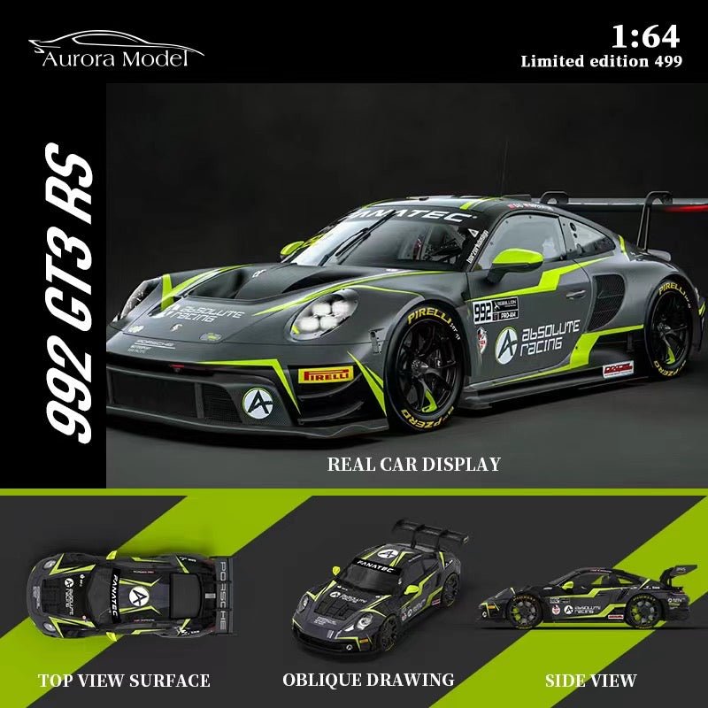 [ PREORDER ] AM Aurora - 1/64 Porsche 992 GT3 RS diecast model - AbsoluteRacing livery Ordinary - MODEL CARS UKMODEL CAR#INNO64##TARMAC##diecast_model#