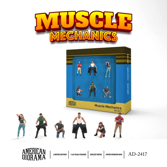 [PREORDER] AMERICAN DIORAMA - 1/64 Muscle Mechanics Figure Set - AD - 2417 - MODEL CARS UKFIGURE#INNO64##TARMAC##diecast_model#