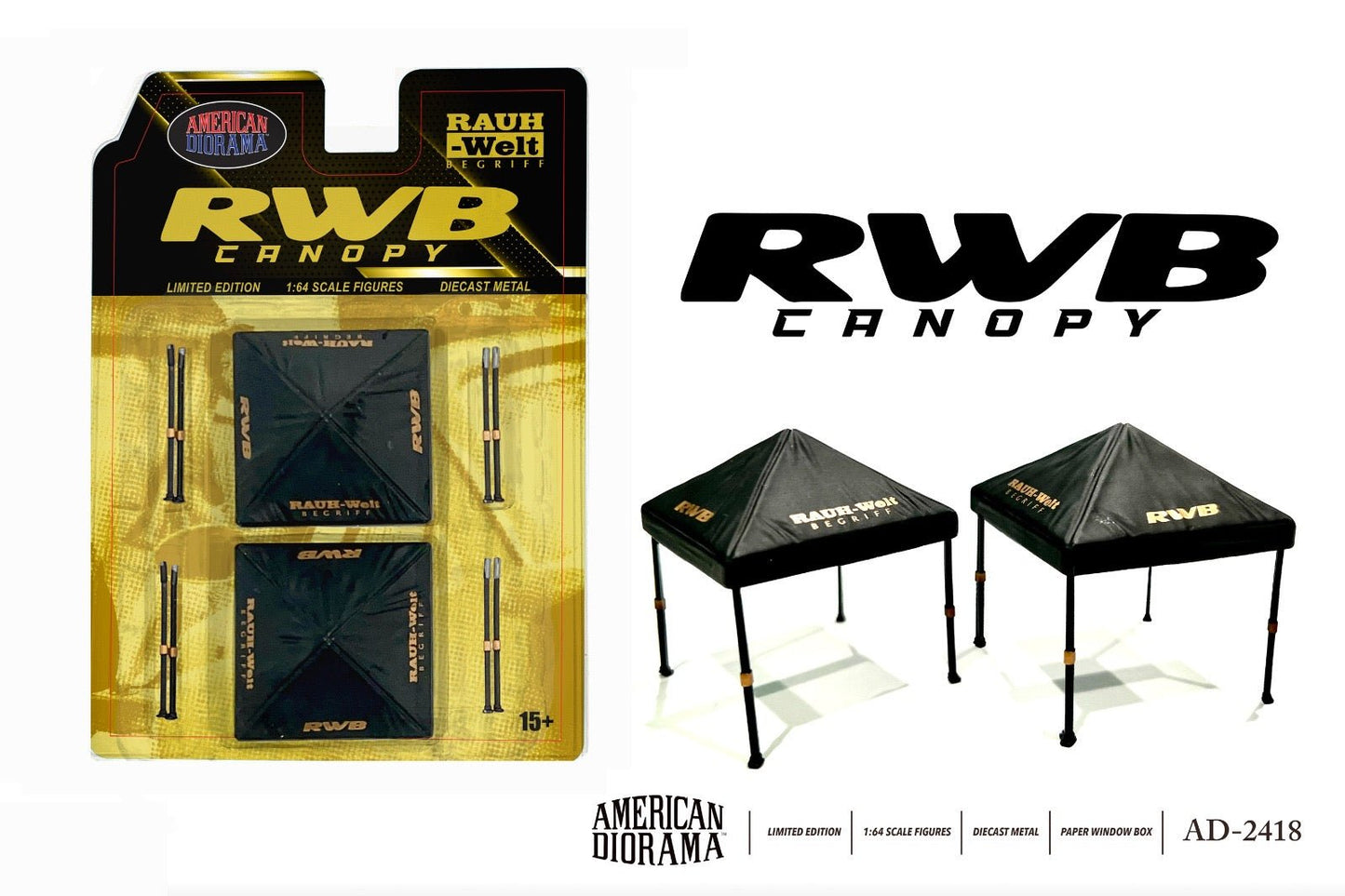 [PREORDER] AMERICAN DIORAMA - 1/64 RWB Liberty Walk Canopy Set - AD - 2418 - MODEL CARS UKDecoration#INNO64##TARMAC##diecast_model#