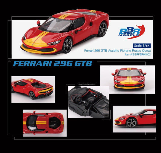 [ PREORDER ] BBR Models 1/64 - Ferrari 296 GTB Assetto Fiorano Rosso Corsa - MODEL CAR UKMODEL CAR#INNO64##TARMAC##diecast_model#