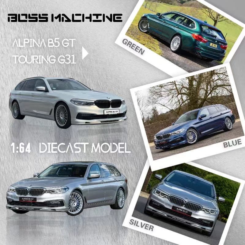 [PREORDER] Boss Machine BM - 1:64 BMW 7 Series 7th generation G31 station wagon, Alpina B5 Biturbo Touring GT modified version diecast model - GREEN - MODEL CARS UKMODEL CAR#INNO64##TARMAC##diecast_model#