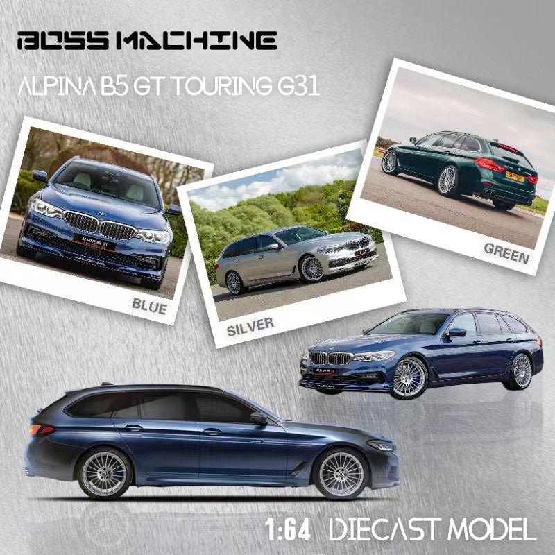 [PREORDER] Boss Machine BM - 1:64 BMW 7 Series 7th generation G31 station wagon, Alpina B5 Biturbo Touring GT modified version diecast model - GREEN - MODEL CARS UKMODEL CAR#INNO64##TARMAC##diecast_model#