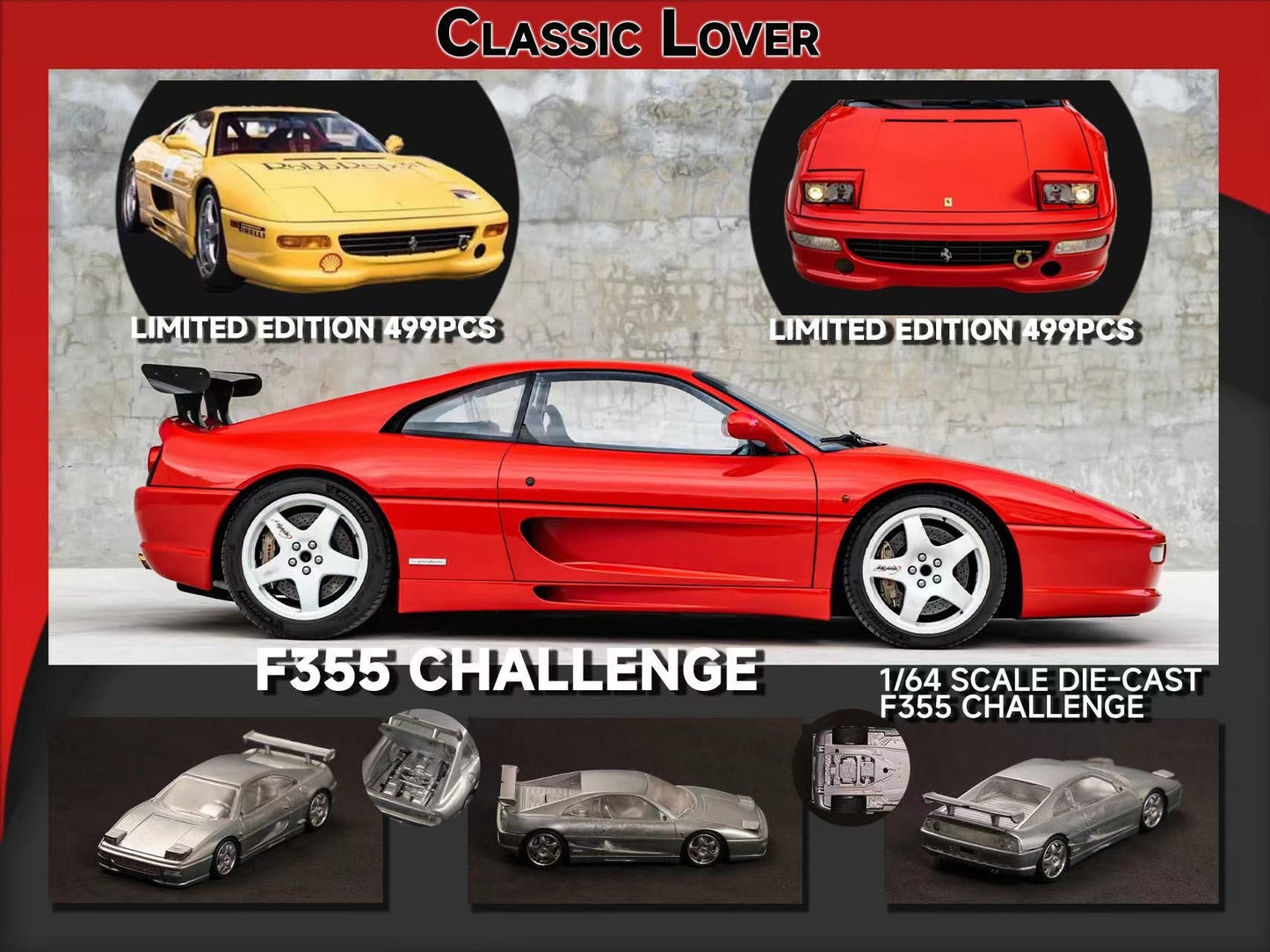 [PREORDER] Classic Lover CL 1/64 - F355 Challenge - RED - MODEL CAR UKMODEL CAR#INNO64##TARMAC##diecast_model#