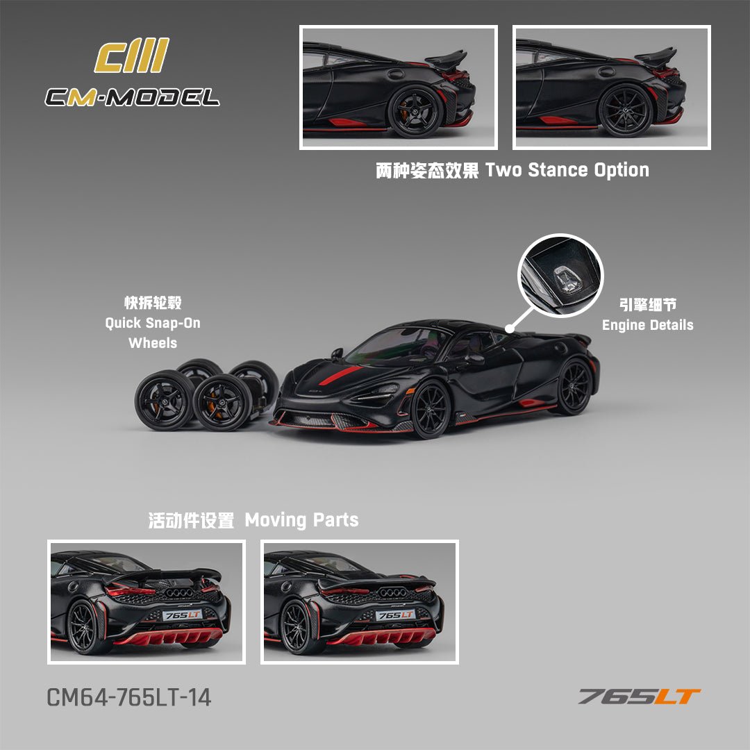 [ PREORDER ] CM Model - 1/64 Mclaren 765LT Mattblack Diecast model car - CM64 - 765LT - 14 - MODEL CARS UKMODEL CAR#INNO64##TARMAC##diecast_model#