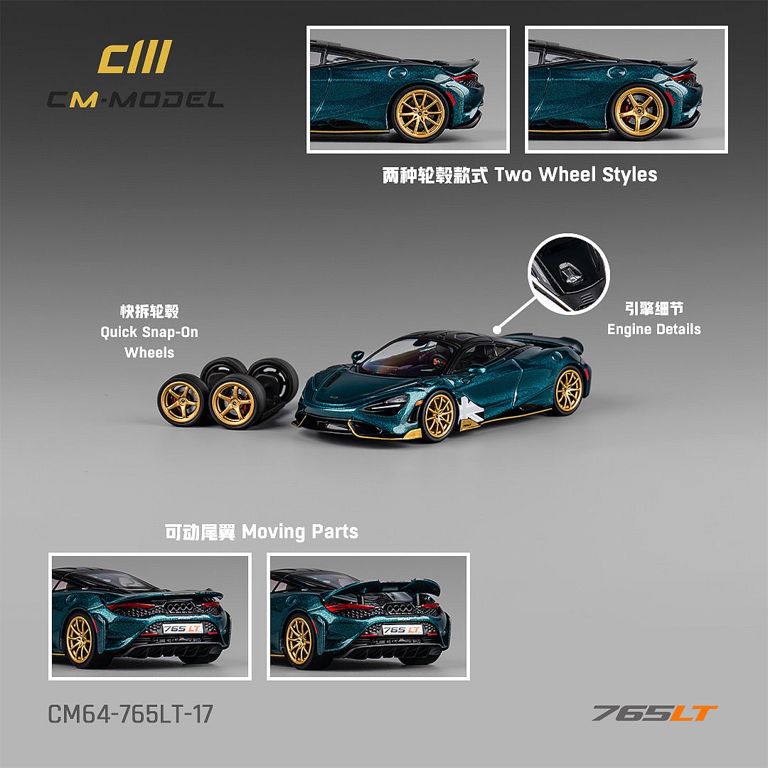 [ PREORDER ] CM model - 1/64 Mclaren 765LT - Metallic black green - MODEL CARS UKMODEL CAR#INNO64##TARMAC##diecast_model#