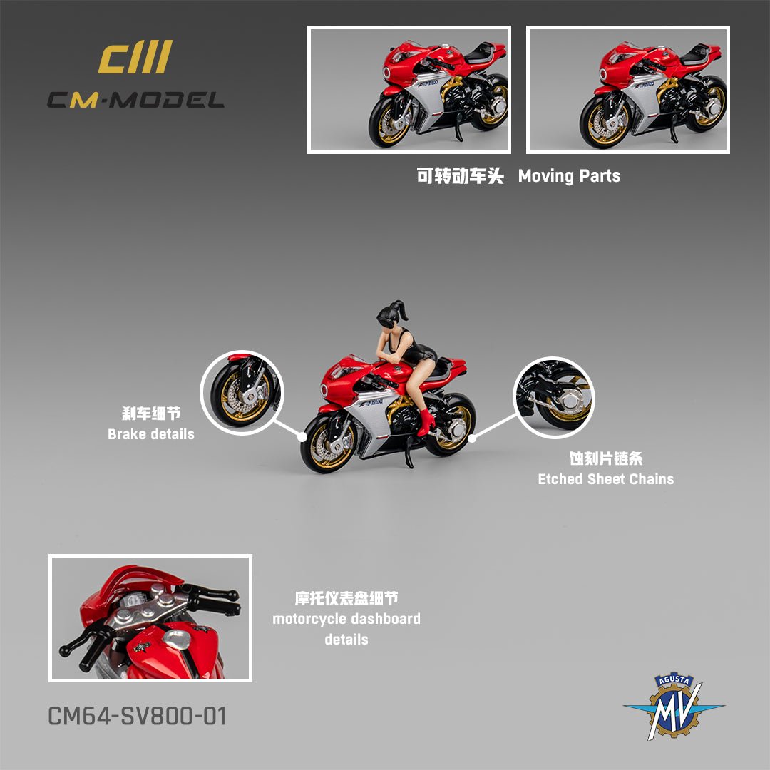 [ PREORDER ] CM model - 1/64 MV Agusta SV800 with showgirl Diecast model car - CM64 - SV800 - 01 - MODEL CARS UKMODEL CAR#INNO64##TARMAC##diecast_model#