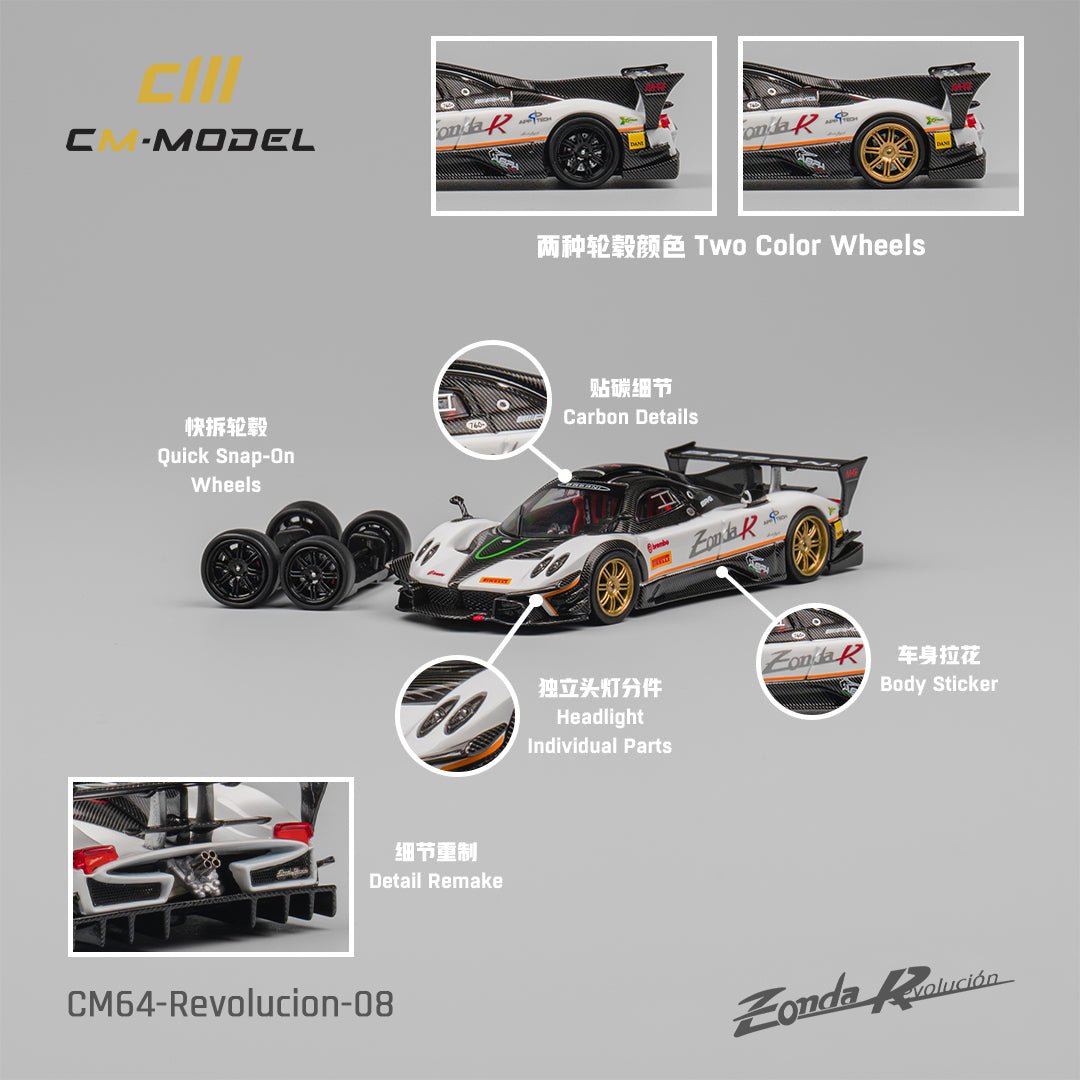 [ PREORDER ] CM Model - 1/64 Pagani Zonda Rev (White) Diecast model car - CM64 - Revolucion - 08 - MODEL CARS UKMODEL CAR#INNO64##TARMAC##diecast_model#