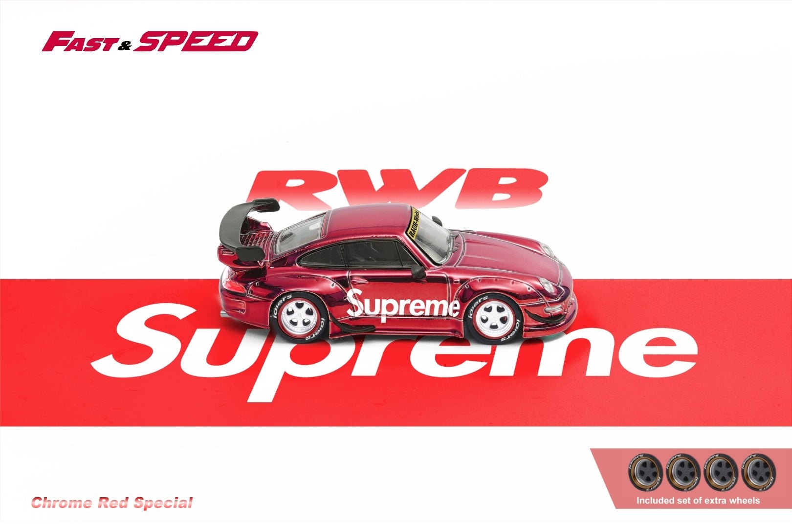 [ PREORDER ] Fast Speed FS - 1:64 Rauh - Welt RWB993 GT Wing version diecast model - Chrome Red Supreme - MODEL CARS UKMODEL CAR#INNO64##TARMAC##diecast_model#