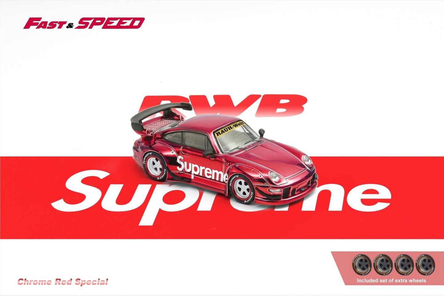 [ PREORDER ] Fast Speed FS - 1:64 Rauh - Welt RWB993 GT Wing version diecast model - Chrome Red Supreme - MODEL CARS UKMODEL CAR#INNO64##TARMAC##diecast_model#