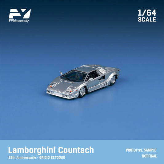 [ PREORDER ] Finclasscially FY - 1/64 LAMBORGHINI Countach LP5000 QV - 25th Anniversary Edition Silver - MODEL CARS UKMODEL CAR#INNO64##TARMAC##diecast_model#