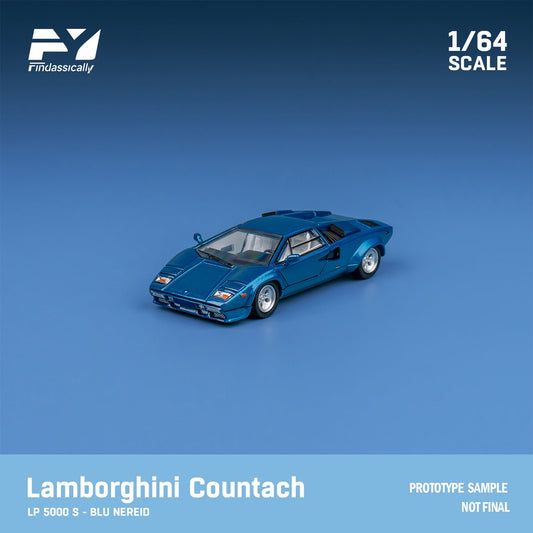 [ PREORDER ] Finclasscially FY - 1/64 LAMBORGHINI Countach LP5000 QV - Blue without tail wing - MODEL CARS UKMODEL CAR#INNO64##TARMAC##diecast_model#