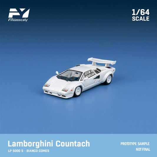 [ PREORDER ] Finclasscially FY - 1/64 LAMBORGHINI Countach LP5000 QV - White with tail wing - MODEL CARS UKMODEL CAR#INNO64##TARMAC##diecast_model#