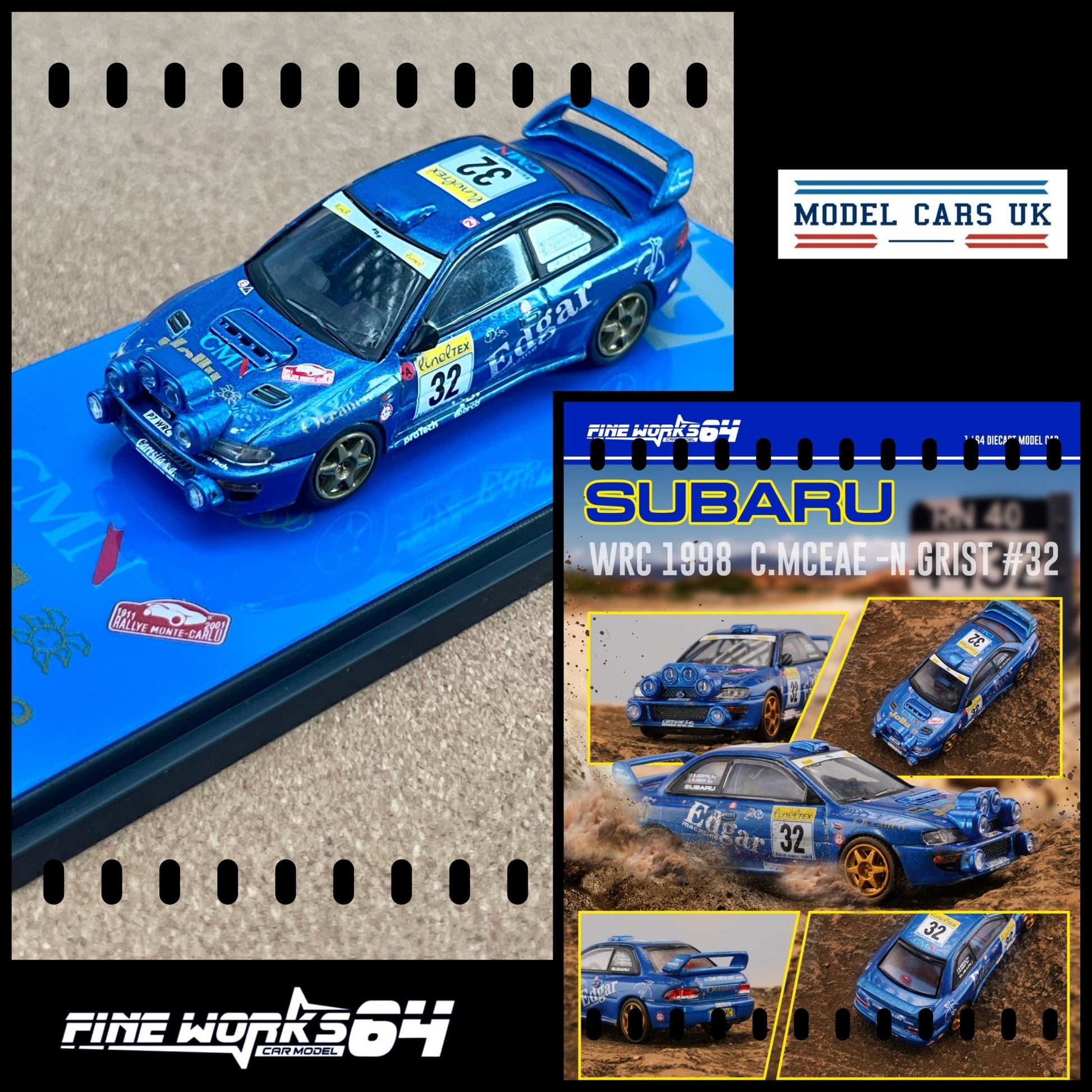 [PREORDER] Fine Works - 1:64 SUBARU IMPREZA WRC 1998 C.MCEAE - N.GRIST #32 Diecast model car - BLUE #32 - MODEL CARS UKMODEL CAR#INNO64##TARMAC##diecast_model#